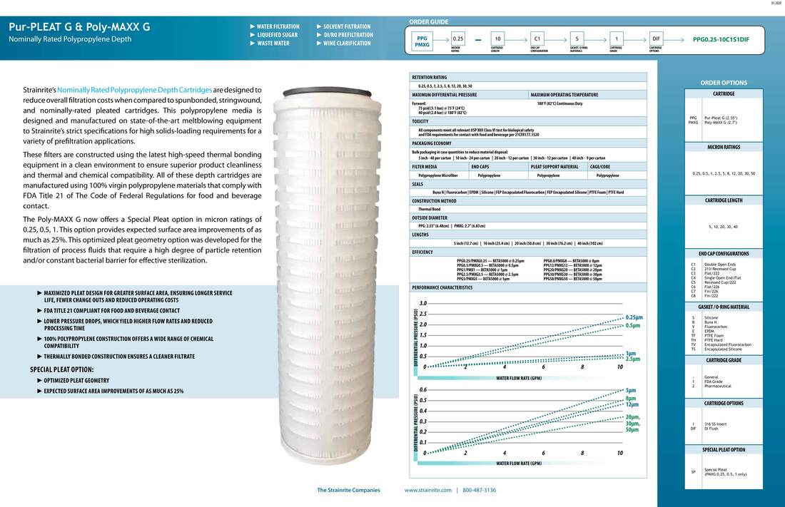 Filter, Clarity, liquid filtration, cartridges, Strainrite, pleated, pur-pleat, poly-maxx, depth, polypropylene, nominally rated